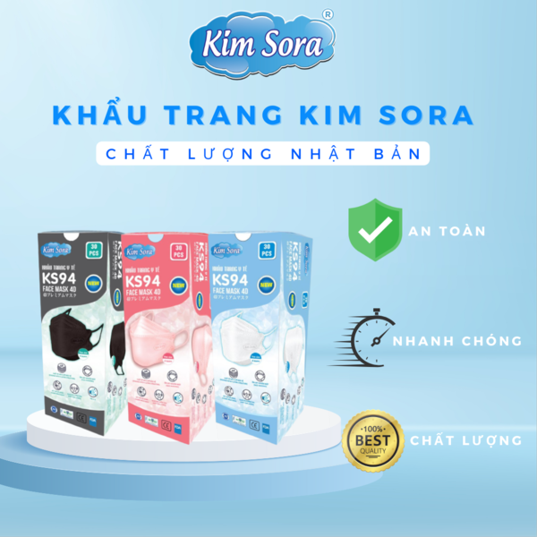 Khẩu trang y tế KS94 hộp 30 cái - Khẩu Trang Y Tế Kim Sora - Công Ty TNHH Kim Sora